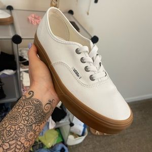 Custom Authentic Gum Sole Vans - 6.0 Boys / 7.5 Women.